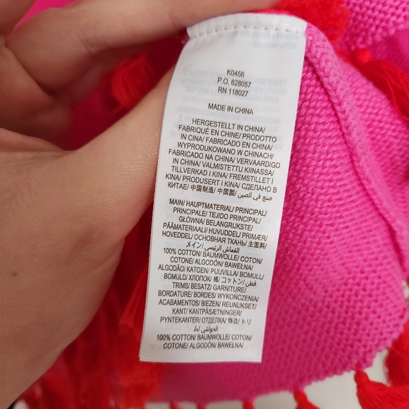 NWOT knitted pink top with red tassles size 2 small cotton - Picture 5 of 5